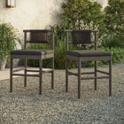 Modway Eleni Outdoor Teak Wood Counter Stools 2-Piece Set - Weathered Grey/Flint-Removable Cushions