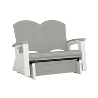 Suncast Adirondack Glider - Dove Grey-Contoured seat and backrest for ergonomic comfort.