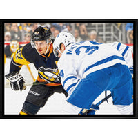 Sidney Crosby & Auston Matthews Face-off - Framed Canvas - 31" x 22"-Premium canvas print with gallery-wrapped edges