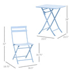 Outsunny 3-Piece Garden Bistro Coffee Set - Blue-The set is foldable design, which can save space and facilitate transportation 