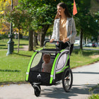 Aosom 3-in-1 2-Seater High-Visibility Baby Bike Trailer - Green-Storage pockets make it easy to travel with belongings 