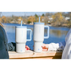 GROSCHE Aspen Insulated Water Tumbler with Handle - 40 oz. - Frost White-Ultra-secure half-turn design
