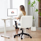 HOMCOM Criss Cross Wide Office Chair with Arms and Wheels - Cream White-Built with a metal base and class-three gas lift for durability and stability