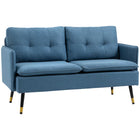 HOMCOM 55" Loveseat Sofa with Button Tufted Back - Blue-Two-seater design is excellent for limited spaces yet spacious enough to curl up to read  