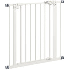 PawHut 29"-32" Wide Pet Gate with Door Dog Barrier Indoor for Stairs - White-Slide and lift the handle to pass through