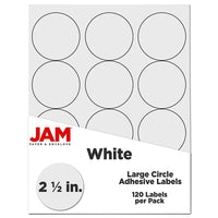 JAM Paper Round Circle Label Sticker Seals, 2.5 inch diameter, White, 2 Sets of 120 (2147615066g)-White