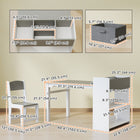 Qaba Kids Craft Table and Chair Set with Paper Roll - Grey-Paper roll holder and jam device enhance drawing convenience 