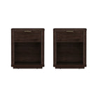Manhattan Comfort Evelyn 20" Modern 1-Drawer Nightstand 2-Piece Set - Brown-Modern Nightstand for Bedroom and Living Room Use. Set of 2