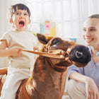 Qaba Standing Ride-On Horse - Brown-Steel frame for stability 