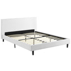 Modway Anya Fabric Queen Bed - White-Platform Bed Frame With Headboard