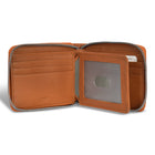 Champs Denim Leather Zip Around Wallet - Tan/Black-RFID Lining