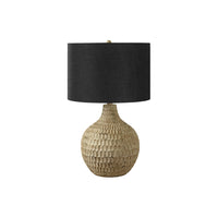 Monarch Specialties 25" H Contemporary Table Lamp - Black Shade / Brown Resin-A stylish and trendy 25"h table lamp in a textured gourd shaped, brown resin base with a classic black linen drum shade for a contemporary upgrade in a livingroom, bedroom, or home office