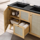 Modway Soma 48" Double Sink Bathroom Vanity - Oak/Black-Rattan Weave