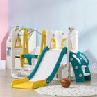 Qaba 6-in-1 Slide and Swing Set with Basketball Hoop, Climber - Yellow-Built-in seat belts enhance swing safety 