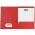 JAM Paper Two-Pocket Textured Linen Business Folders - Red - 6 Pack-Red Linen Folder