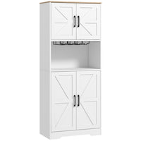 HOMCOM 68" H Kitchen Pantry Cabinet with Microwave Oven Countertop - White-Two cabinets with five inner layers 