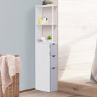 HOMCOM Narrow Bathroom Floor Cabinet with Drawer and Open Shelves - White, Grey-Provides ample storage space with style  