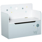 Qaba Kids Wooden Toy Storage Box with Gas Stay Bar Seating Bench - Blue-Made of durable MDF board, which is both child and environmentally friendly
