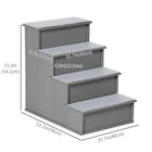 PawHut 21.3" H Pet Stairs for High Bed - Grey-The 4 step pet stairs with neutral colour tones perfectly with your existing furniture 
