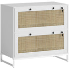 Vinsetto 2-Drawer Filing Cabinet with Lock - White-Adjustable hanging bar to hold letter, A4, and legal-sized files