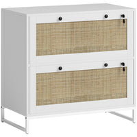 Vinsetto 2-Drawer Filing Cabinet with Lock - White-Adjustable hanging bar to hold letter, A4, and legal-sized files