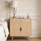 HOMCOM 30" Farmhouse Sideboard Buffet Cabinet with Drawer & Storage Shelf - Oak-The smooth melamine surface is easy to clean and maintain with a simple wipe