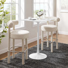Modway Lippa 28" Square Wood Bar Table - White-Chip-Resistant Metal Pedestal Base