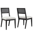 Modway Nimba Faux Rattan Fabric Dining Chairs - Heathered Weave Light Grey - 2 Pack-Set of 2 Armless Dining Chairs