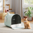 PawHut Cat Litter Box with Lid, Removable Tray, Scoop and Filter - Green-Features a filter to stop smells from escaping 