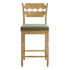 Modway Jax Oak Wood Counter Stool With Wavy Razor Back and Cushion - Weathered Oak Sage-Fully Assembled