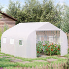 Outsunny Portable Walk-In Tunnel Greenhouse - 11.5' x 10' x 6.6'-Four slanted bracing tubes on the frame for extra stability
 