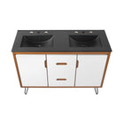Modway Energize 48" Double Sink Bathroom Vanity - Cherry White/Black-Assembly Required
