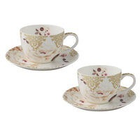 Maxwell & Williams Kimono Teacup & Saucer - 300ml - White - 2 Pack-Made of Fine Bone China
