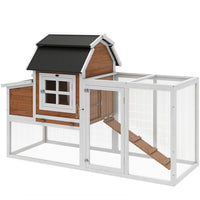 PawHut 71" Chicken Coop for 3 Chickens , Wooden Hen House with Run-Features a spacious two-level design, giving your pets ample room to roam
