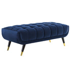 Modway Adept 47.5" Performance Velvet Bench - Midnight Blue-47.5" Mid-Century Modern Bench