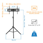 Mount-It! Heavy Duty Tripod TV Stand for 32 - 70" Screens - Black-9