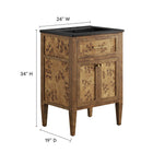 Modway Elysian 24" Wood Bathroom Vanity - Black/Brown-Ceramic Sink Basin