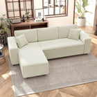 HOMCOM Chaise Sectional Corner Corduroy Sofa - Cream White-Extra thick back and seat padding for enhanced comfort