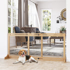 PawHut Freestanding Pet Gate with 41"-72" Adjustable Length - Natural-Clean finish in modern design, matches home furniture 