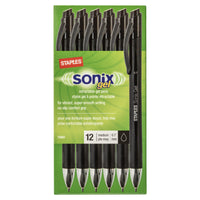 Staples Sonix Gel Pens Retractable - 0.7mm - Black - 12 Pack-Super-smooth writing