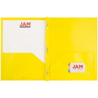 JAM Paper POP 2 Pocket School Folders with Metal Prong Fastener Clasps - Yellow - 6 Pack-Quantity: 6 Folders per Pack | One for each subject & project