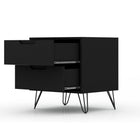 Manhattan Comfort Rockefeller 20.08" Mid-Century Modern 2-Drawer Nightstand - Black-11 Lb. Capacity per Drawer