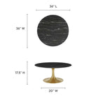 Modway Lippa 36" Round Faux Marble Coffee Table - Gold Black-Artificial Marble Tabletop