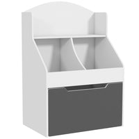 Qaba 3 Tier Kids Bookshelf with Drawer, 2 Storage Compartment - White-Large storage with 2-layer shelves and a drawer organizes books
