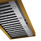 KUCHT KRH48SG 48" 900 CFM Wall Mounted Range Hood - Stainless Steel/Gold-Equipped with two 1.5 Watt LED lights, this seamless design pro-style range hood will give you better visibility while cooking and enhance the look of your pro-style Kucht range