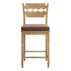 Modway Jax Oak Wood Counter Stool With Wavy Razor Back and Cushion - Weathered Oak Cocoa-Fully Assembled