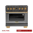 Kucht 36" KXD Series Dual Fuel Range Natural Gas - Gemstone-Cook and bake like a pro with the extra-large convection oven with 5.2 cu. ft. of capacity, 5-rack configuration and extra-large oven window