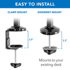Mount-It! Adjustable Monitor Mount for Up to 32" Screens - Black-Keyboard Tray size: 7.5" x 25.7"
