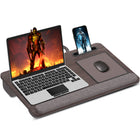 ShoppingAll Lap Desk with Pillow Cushion - Fits up to 17 Inch Laptop - Grey-Comfortable & Secure Design – The built-in wrist pad prevents your laptop from slipping, while the dual bolster cushions underneath offer excellent lap support and extra comfort during long work sessions.