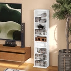 HOMCOM 9-Tier Media Storage Cabinet - 55.1" H - White-Colour: White